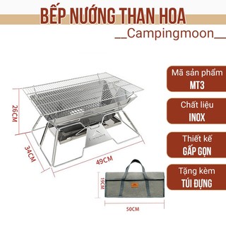 Bếp Nướng Than Hoa Bbq Ngoài Trời Campingmoon Cỡ Lớn Inox 304 Dã Ngoại Du Lịch Lò Nướng Than Dã Ngoại
