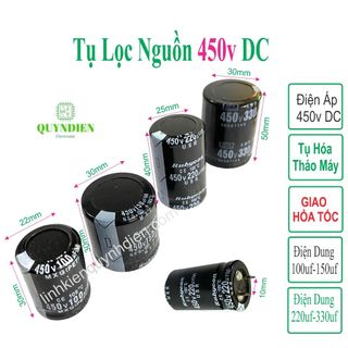 Tụ lộc nguồn 100uF, 150uF, 220uF, 330uF - 450V DC ( tụ hóa) hàng tháo máy - linh kiện điện tử QUỲNH DIỄN