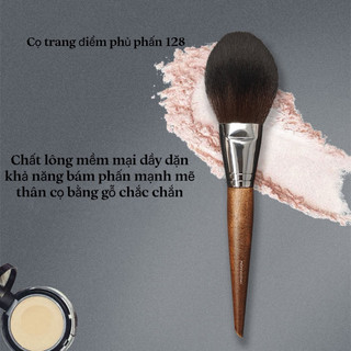 Cọ trang điểm phủ phấn GUVIET 128 hình vòm chất lông mềm mại thân gỗ chắc chắn