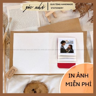 Thiệp có dán hình ảnh handmade kiểu waterfall bìa gắn hoa baby khô vintage cổ điển in ảnh miễn phí Góc Nhà gocnha