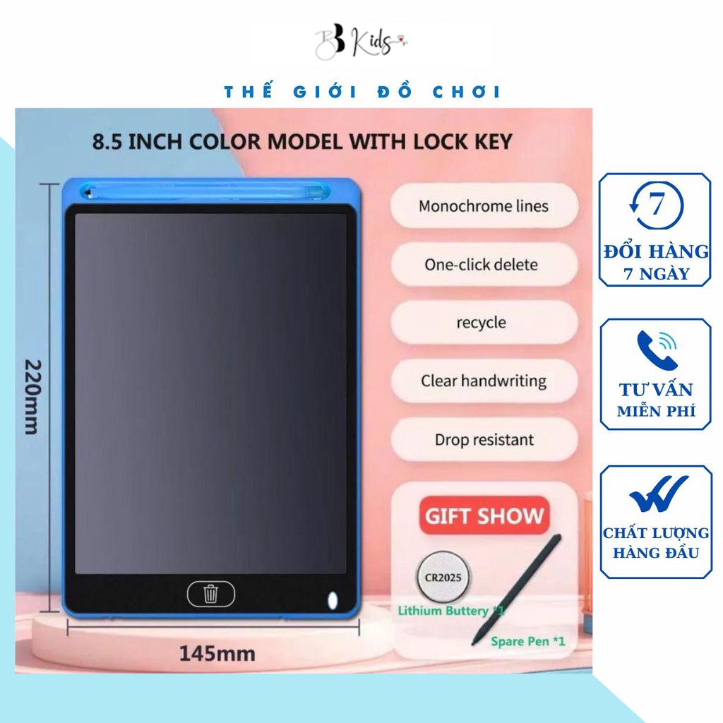 Bảng vẽ điện tử, bảng viết tự xóa thông minh cho bé màn hình LCD 8.5 inch