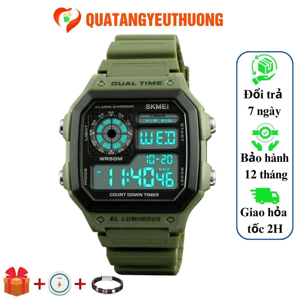 Đồng hồ thể thao nam Skmei dây cao su chống nước dây siêu bền
