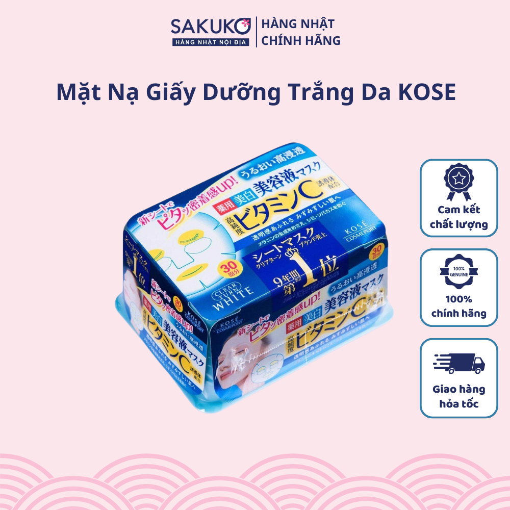 Mặt Nạ Giấy Dưỡng Trắng Da Bổ Sung Vitamin C KOSE (30 Miếng) - SAKUKO