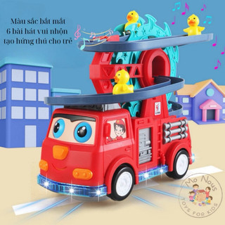 Đồ chơi xe cứu hoả vịt-Vịt leo thang xe cứu hoả cho bé
