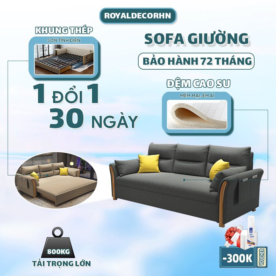 [BÁN CHẠY] Giường gấp gọn thông minh ROYALDECORHN sofa giường phòng khách đa năng khung thép, giường xếp đệm cao su | BigBuy360 - bigbuy360.vn