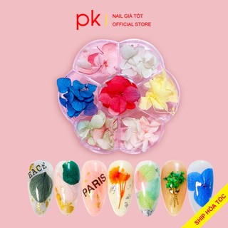 Hoa khô nail, hoa khô lụa tú cầu trang trí móng khay 7 màu