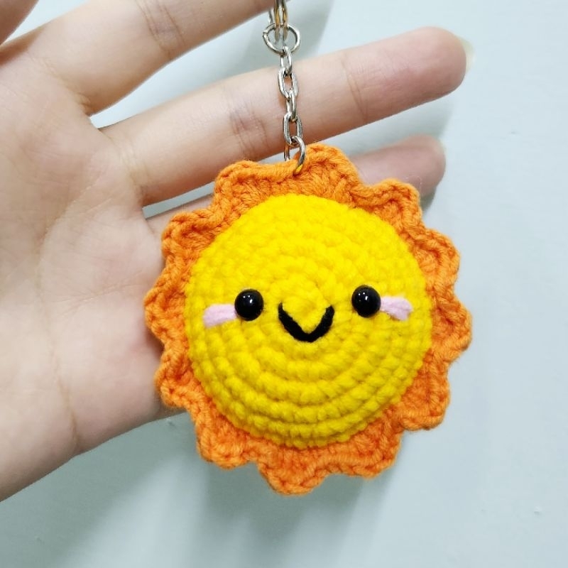 Móc khóa Trái đất & Mặt trời móc len