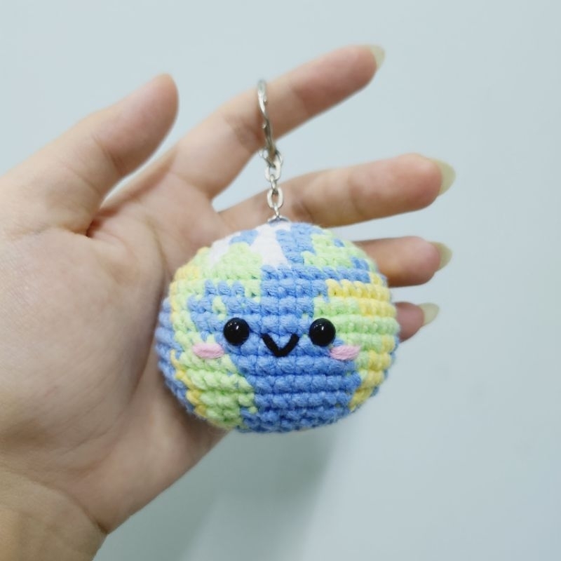 Móc khóa Trái đất & Mặt trời móc len