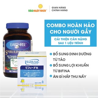 Combo tăng cân Tảo mặt trời Spirulina Gold Plus Mỹ hộp 360 viên + Men vi sinh Bifina Nhật Bản R 60 gói