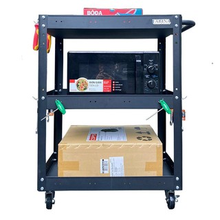Kệ thép di động 3 tầng cao 980mm màu đen fabina