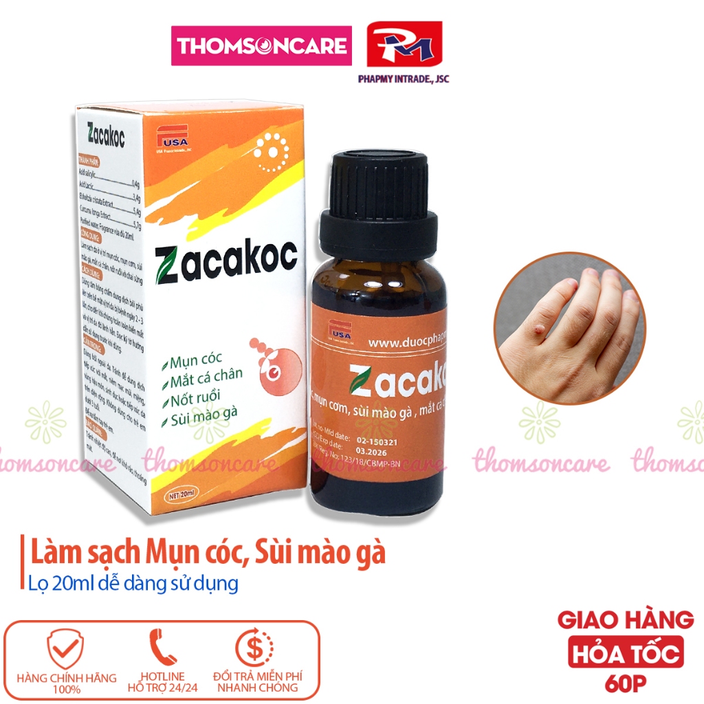 Dung dịch bôi mụn cóc, sùi mào gà, mụn cơm zacakoc các vết chai sừng