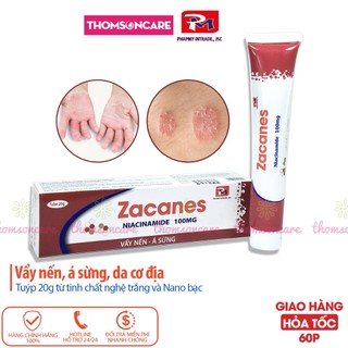 Kem giảm vẩy nến, á sừng, tổ đỉa Zacanes từ chất Niacinamide, có thêm nano bạc, kẽm Oxyd và Vitamin E tuýp 20g
