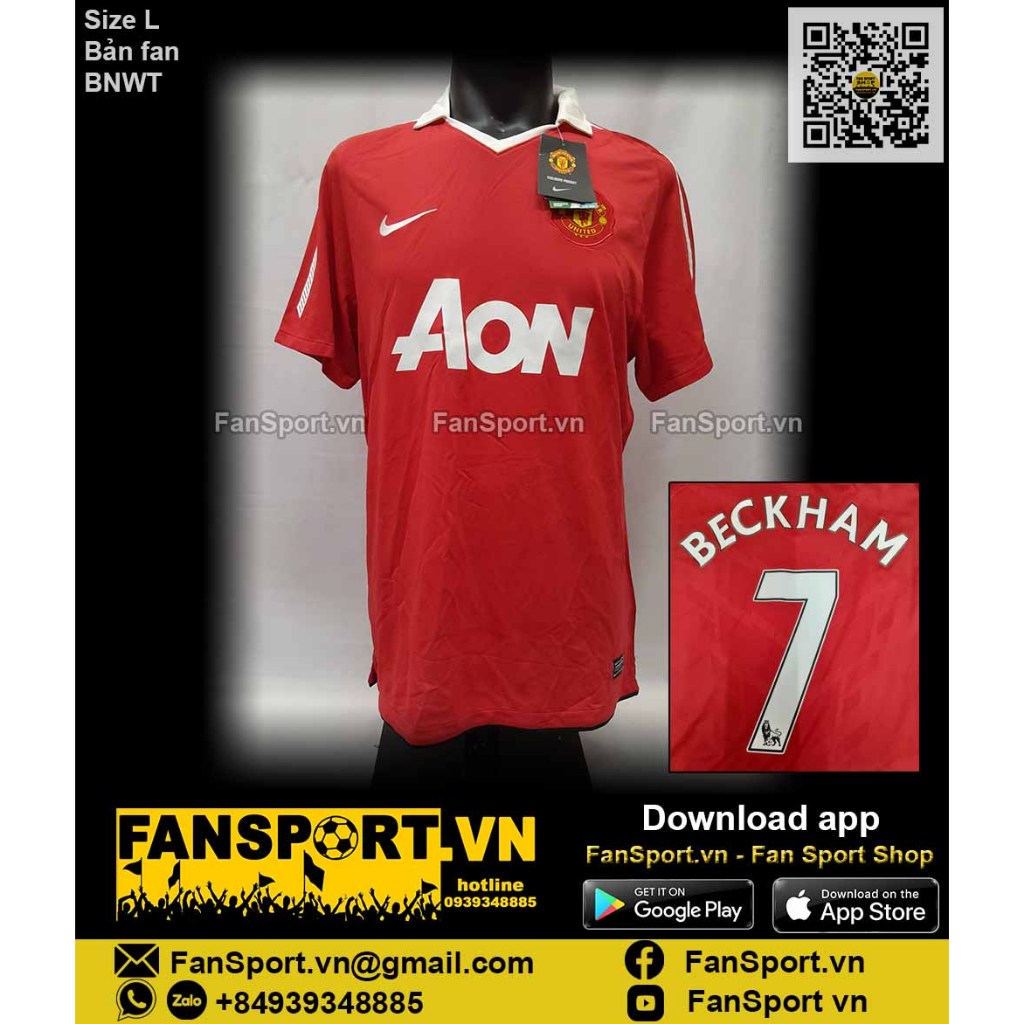 Áo đấu cầu thủ bóng đá David Beckham 7 Manchester United 2010-2011 shirt jersey 382469 Nike BNWT chính hãng size L