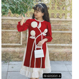 Áo dài nhung cao cấp cho bé gái 10-30kg