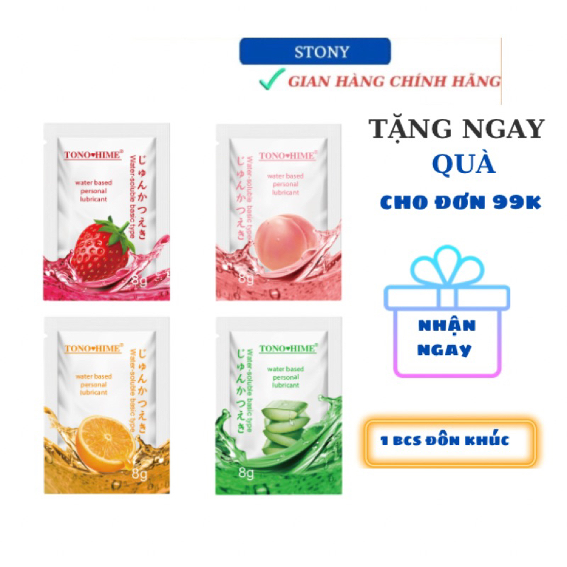 Gel bôi trơn gói 8g Tono him gốc nước hương hoa quả cho nam nữ