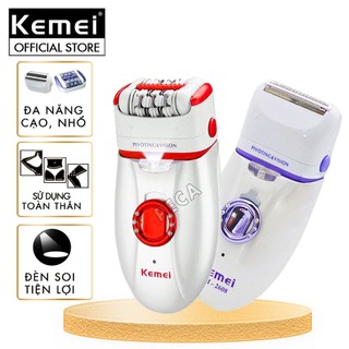 Máy tẩy lông đa năng 2in1 Kemei KM-2668 chuyên dùng cạo, nhổ tỉa lông toàn thân sử dụng pin sạc tiện lợi (Màu tím và đỏ)