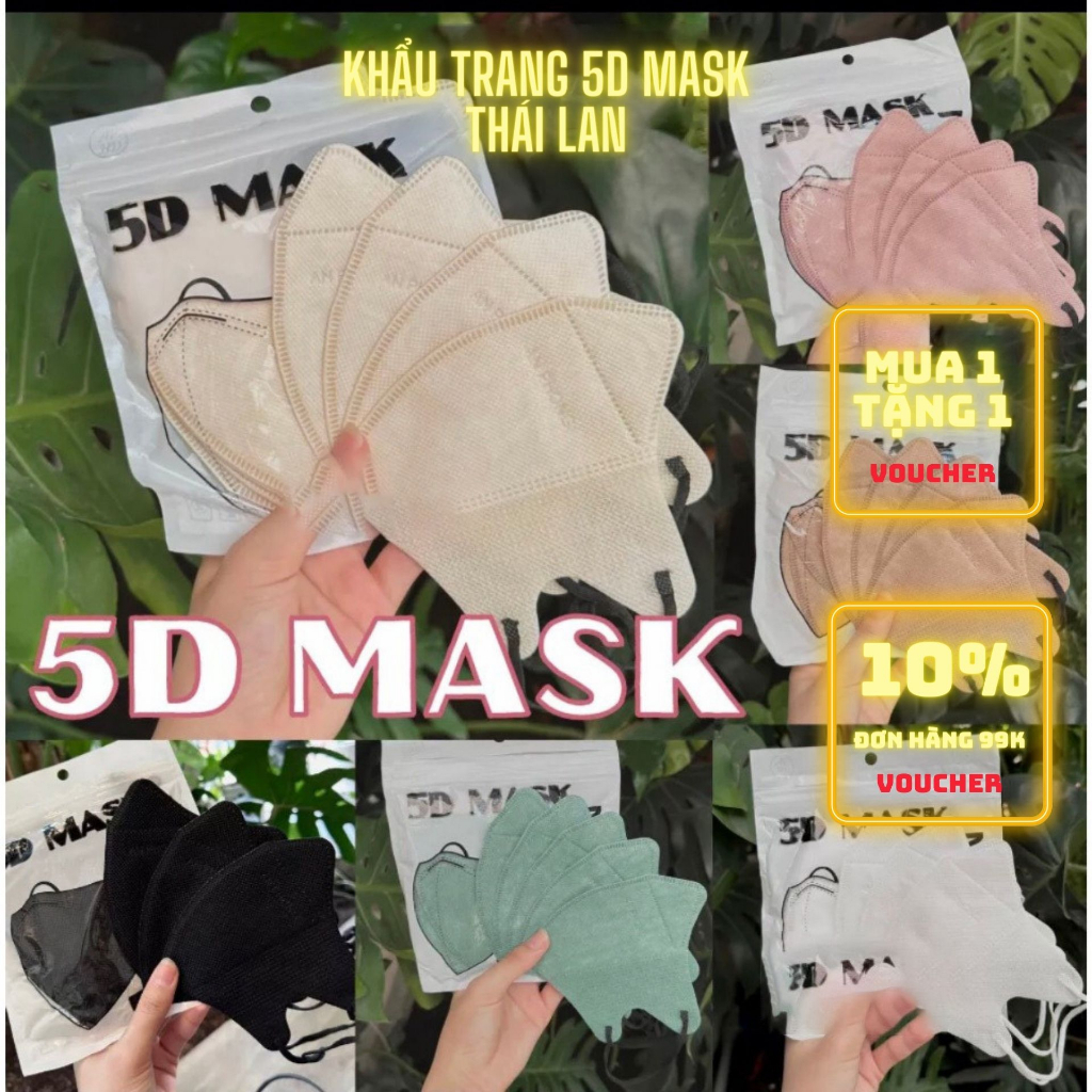 Thùng 100 cái khẩu trang 5D THÁI LAN khẩu Trang CAREION dày dặn kháng khuẩn chống tia UV cao cấp