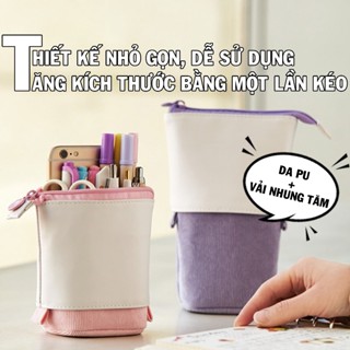 Túi đựng bút vải canvas ANGOO nhiều ngăn đa năng dễ thương cho học sinh