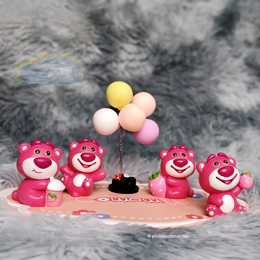 Bộ Tượng Gấu Dâu Hoạt Hình Dễ Thương Trang Trí Ô tô Bàn Làm Việc 4