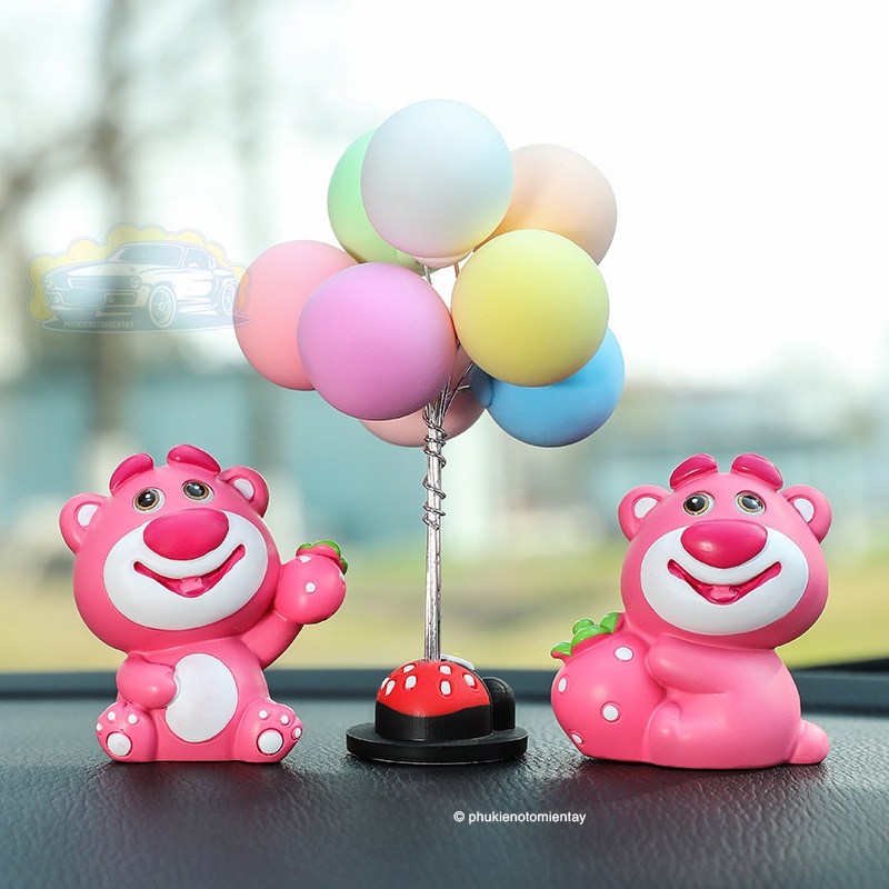 Bộ Tượng Gấu Dâu Hoạt Hình Dễ Thương Trang Trí Ô tô Bàn Làm Việc 2