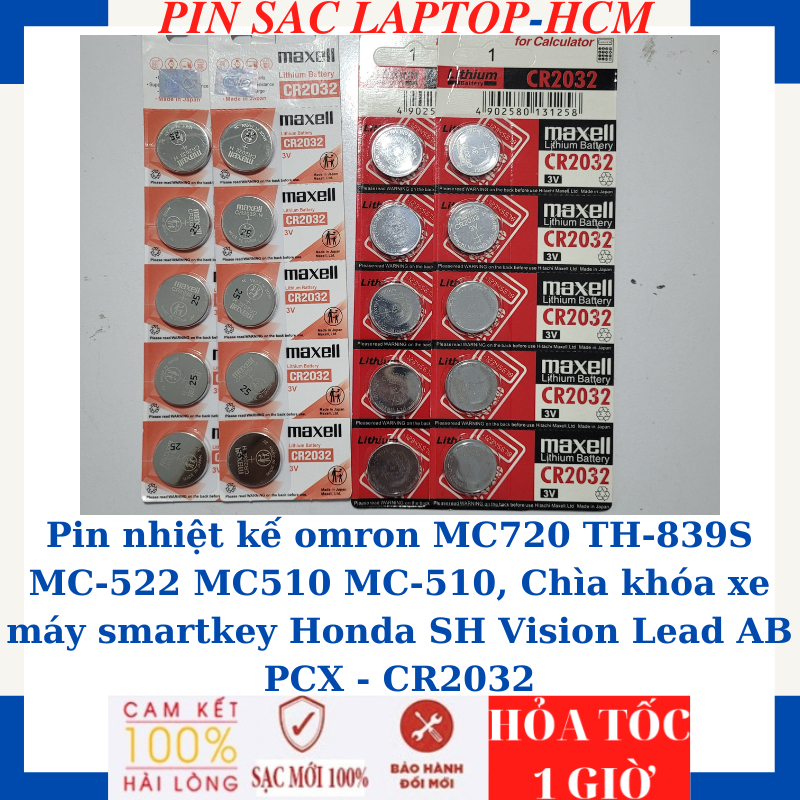 Pin nhiệt kế omron MC720 TH-839S MC-522 MC510 MC-510, Chìa khóa xe máy smartkey Honda SH Vision Lead