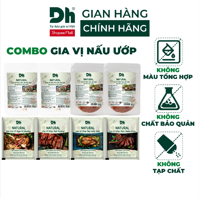 Bộ Gia Vị Nấu Ướp Dh Foods - Gia Vị Ngũ Vị Hương, Gia Vị Nấu Phở, Bún Bò, Ướp Thịt, Lẩu Thái, Lẩu Dê Bò, Bò Kho