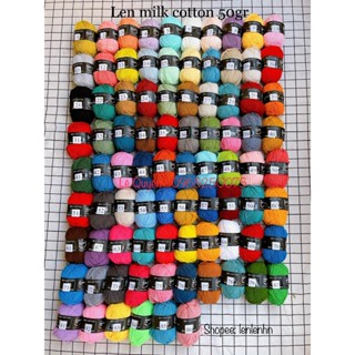  Sét 10 cuộn len milk cotton 50g   được chọn màu nha,nhắn shop mã màu bạn cần hoặc gửi màu ngẫu nhiên   