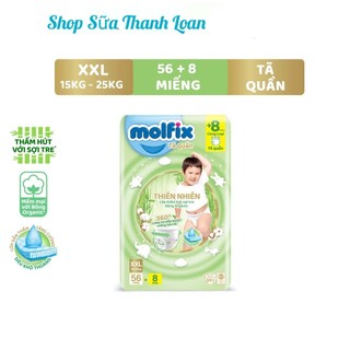 Tã/bỉm quần molfix thiên nhiên ultra xxl - gói 56 miếng +6.