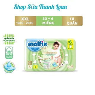 Tã/bỉm quần molfix thiên nhiên jumbo xxl - gói 28 miếng +6.
