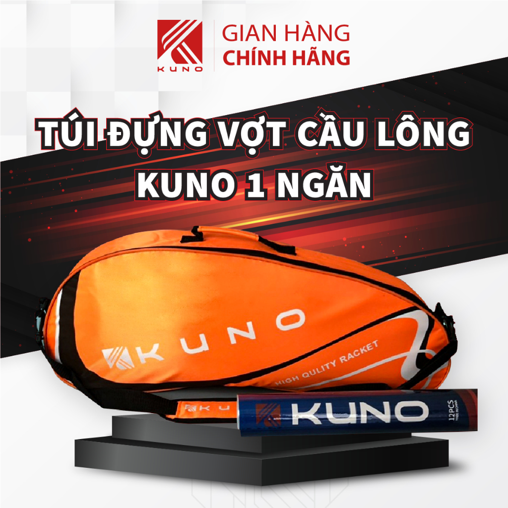 Túi Đựng Vợt Cầu Lông KUNO 1 Ngăn Màu Cam, Thoáng Khí, Sức Chứa Lớn, Thoải Mái Đựng Vợt Và Phụ Kiện Cầu Lông