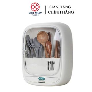 Hộp đựng đũa thìa dán tường 4 ngăn có nắp đậy Hokori Việt Nhật , Ống đũa có nắp treo tường-kimbao