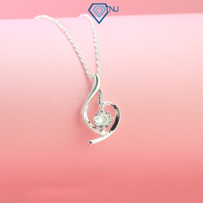 Dây chuyền bạc TNJ hình trái tim cách điệu, vòng cổ bạc nữ đính đá cao cấp sang trọng DCN0732 - Trang Sức TNJ