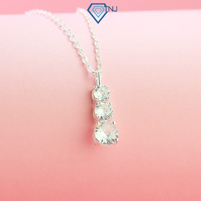 Dây chuyền bạc TNJ kết 3 tầng đá sang trọng, vòng cổ bạc nữ phong cách trẻ trung DCN0737 - Trang Sức TNJ