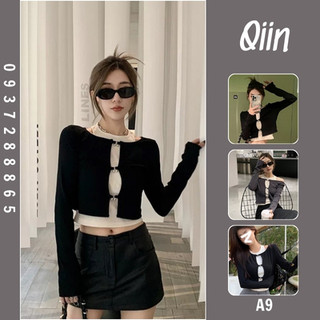 Set Áo Kiểu Croptop Nữ Tay Dài Dệt Kim Phong Cách Hàn Quốc Cá Tính A9 
