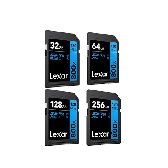 Thẻ nhớ Máy Ảnh SDHC/SDXC Lexar 800X 32GB / 64GB / 128GB / 256GB U3 V30 tốc độ đọc 120MB/s ghi 450MB/s (xanh)