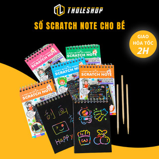 Sổ Tranh Cạo Hoạt Hình Ma Thuật Kèm Bút Tre Đầy Màu Sắc Tholeshop 6906
