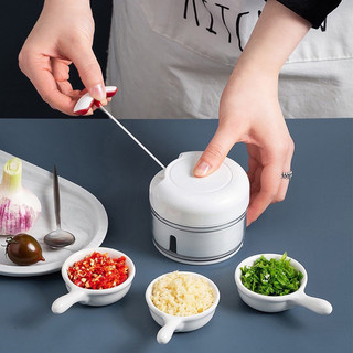 Máy xay tỏi ớt kéo tay đa nặng 2 lưỡi thép không gỉ