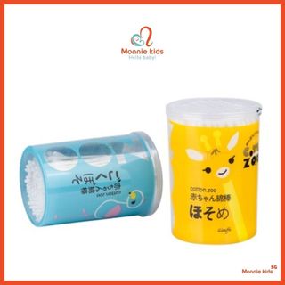 Tăm bông kháng khuẩn cho bé Kobee Zoo 200c, tăm bông cotton Nhật an toàn cho trẻ - Monnie Kids