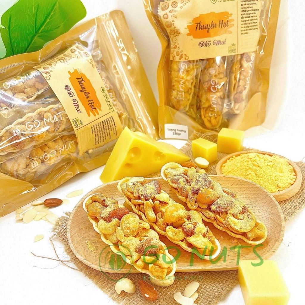 Bánh thuyền hạt phô mai GO NUTS không đường Bánh ăn kiêng Bánh hạt dinh dưỡng ngũ cốc
