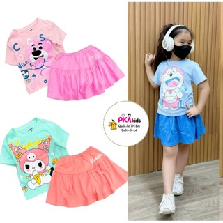 Bộ tay ngắn chân váy kèm chíp trong thun cotton 4 chiều cho bé gái siêu xinh size đại 20-38kg -quần áo trẻ em-pikakids