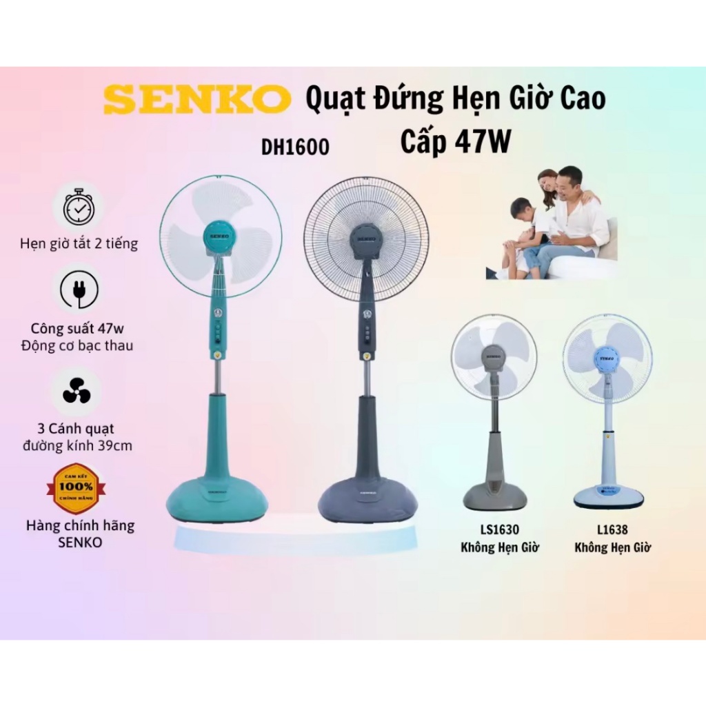 [Hỏa Tốc] Quạt Đứng Có Hẹn giờ Senko DH1600 Hàng Chính Hãng