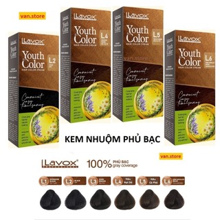 [NHIỀU MÀU] KEM NHUỘM PHỦ BẠC TÓC CAO CẤP LAVOX 60MLx2 [ĐEN - NÂU ĐEN - NÂU]