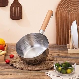 Chảo vân tuyết inox cán gỗ cao cấp 18cm - dùng được cho bếp từ