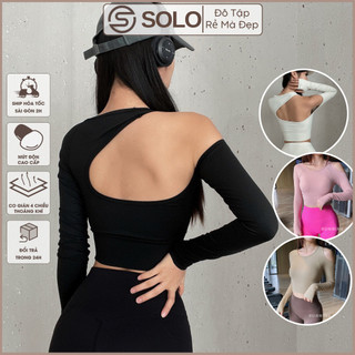 Áo Tập Gym Yoga Ôm Body Dài Tay CutOut Thể Thao Thun Poly Mềm Co Dãn Thoáng Mát Solo Sportswear 1261