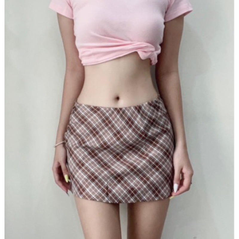 Chân váy y2k caro, trơn xanh đen cạp thấp nữ sinh trendy JAMI_CVY2K
