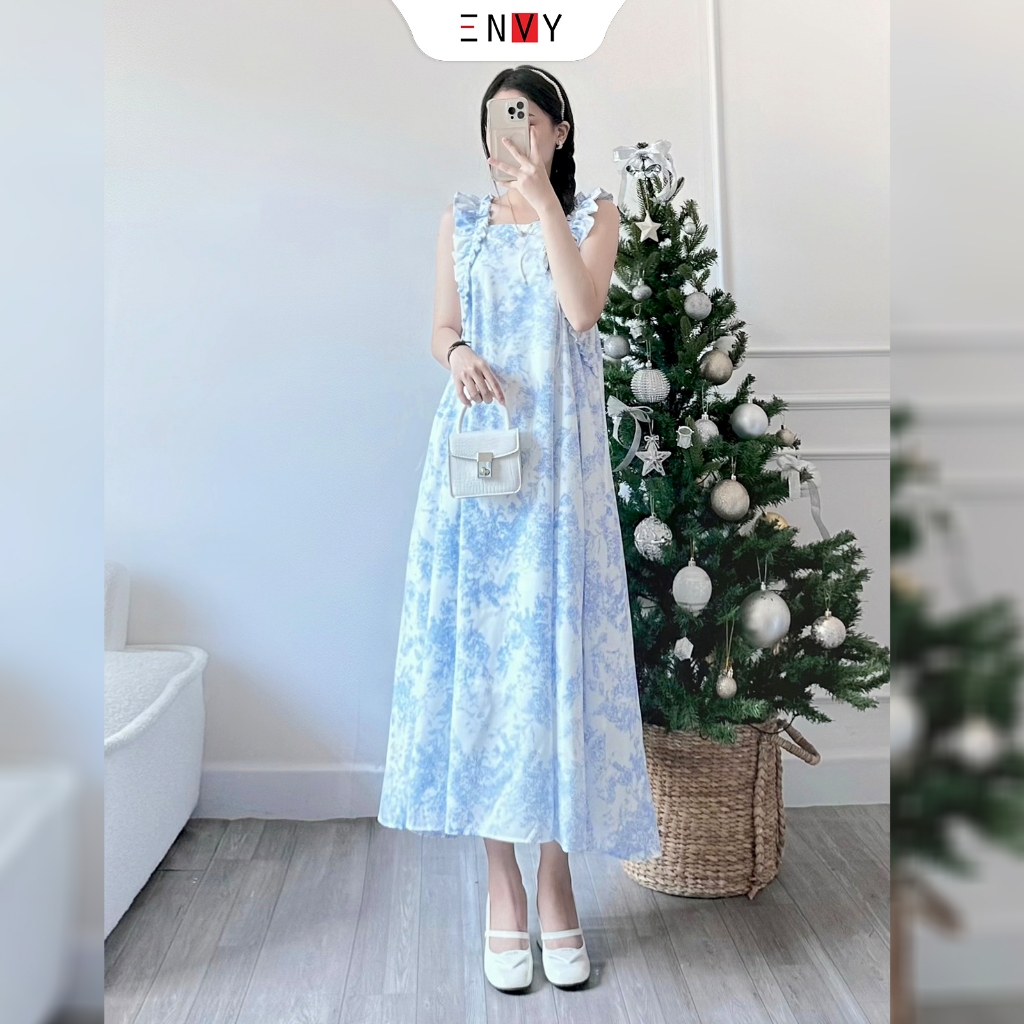 Đầm Dáng Dài Rộng Chữ A Có Túi 2 Bên ENVY D277