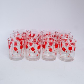 Bộ 12 ly uống trà nóng hoạ tiết Tuylip Đỏ 70ml - VIET TIEP CRYSTAL (Since 1995)