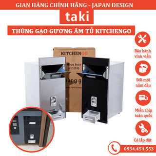 Thùng đựng gạo thông minh, tủ gạo, thùng gạo âm tủ kitchengo mặt gương cường lực - bảo hành 10 năm