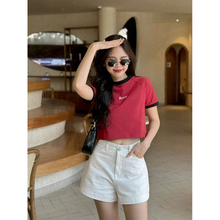 [RÁCH STORE] Áo Thun Crop - love - Viền Sọc