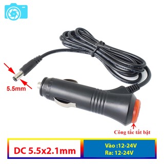 Tẩu cấp nguồn cho màn hình, camera căn lề, camera lùi, đầu cắm tròn 5.5x2.1mm, có công tắc tắt mở